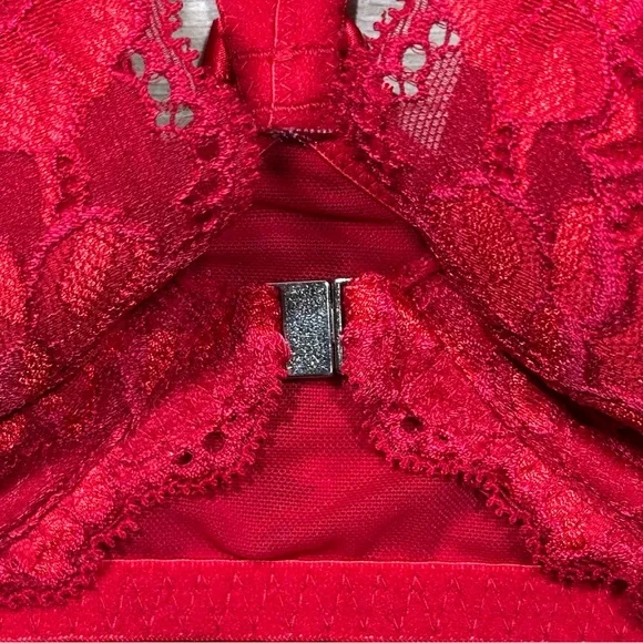ADORE ME Red Lace Front Closure Underwire Racerback Bra 36C - Picture 3 of 11